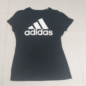 Adidas Go To Tee Size Small Black Logo Graphic Short Sleeve Crew Neck